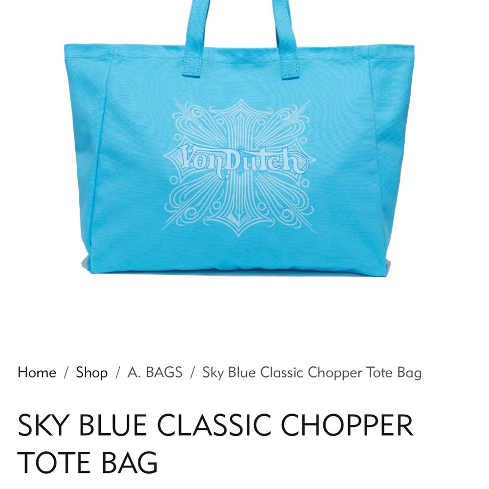 Von Dutch Blue Classic Tote Bag with Logo